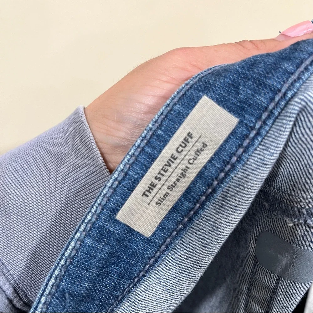 AG Adriano Goldschmied The Stevie Cuff Slim Straight distressed size 32 raw hem